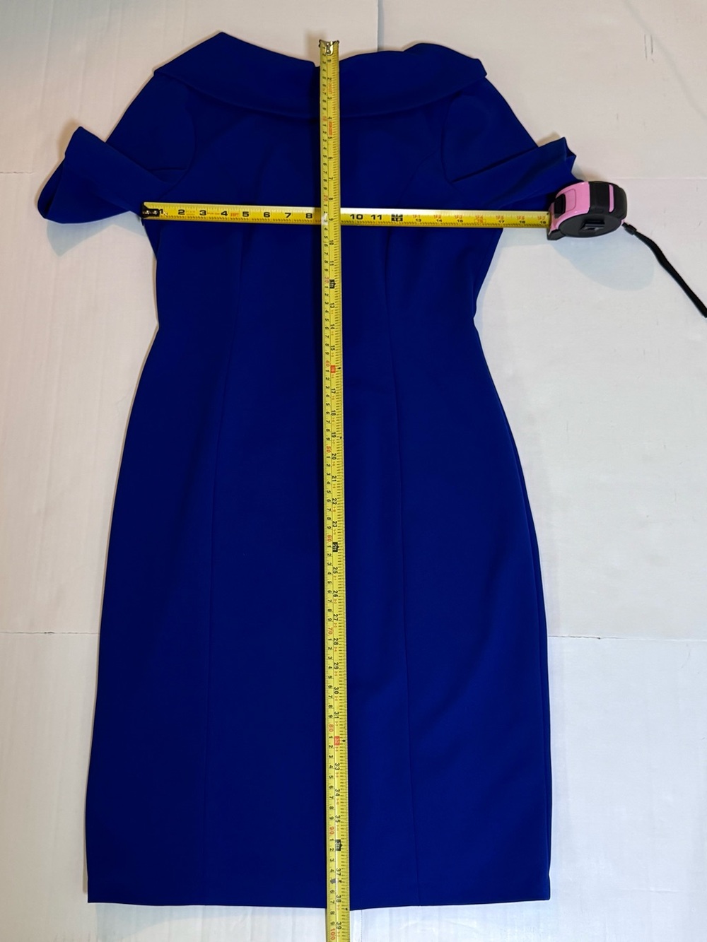 Adrianna Papell Cobalt Roll Neck Sheath Dress V Back Wedding Career Gala Size 10 - Picture 9 of 14